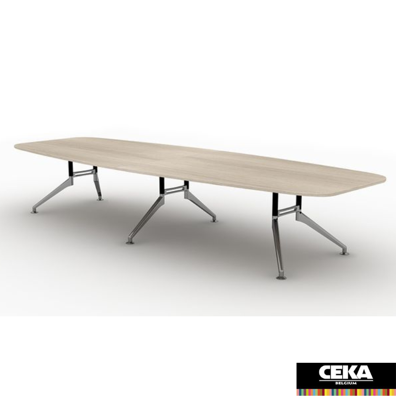 table réunion ceka forum rectangulaire ovale pieds chromes décor bois