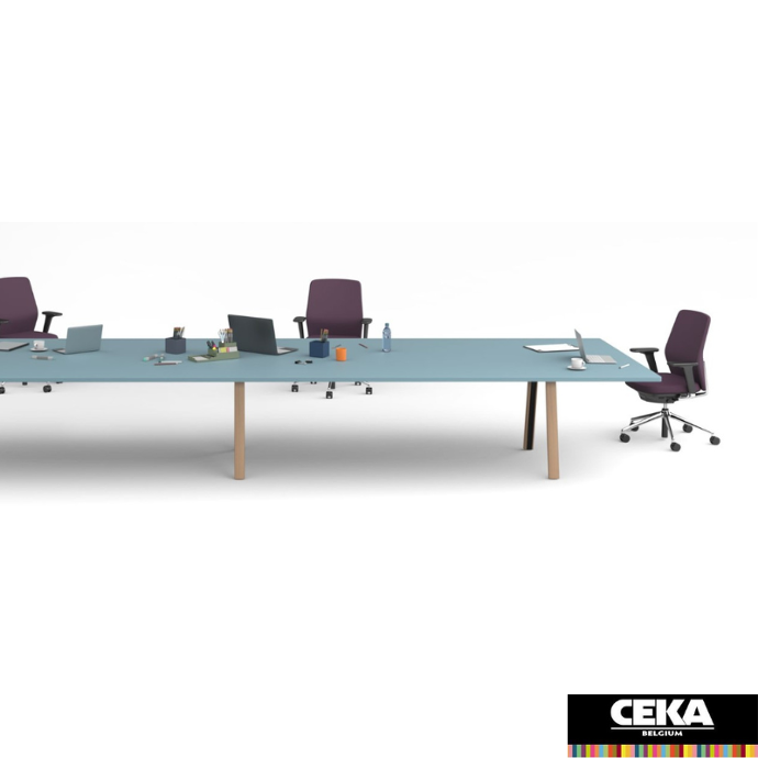 table réunion pflex grand forma icf plateau laqué pieds bois